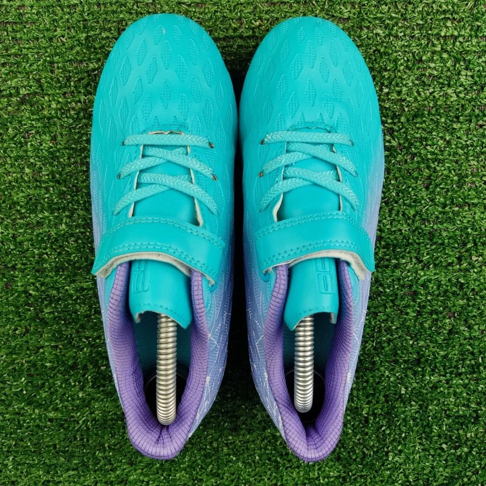 Deja Tu Huella Soccer Cleats Kids 3 Teal Purple Gradient Firm Ground Athletic